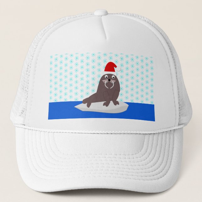 Casquette Joli Walrus de Noël et Snowflakes (Devant)