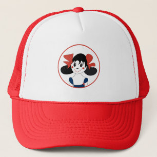 Casquette Jolie Fille avec des Rubans Rouges Illustration po