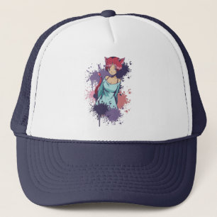 Casquette Jolie Fille Neko - Fille au Chat Cerise