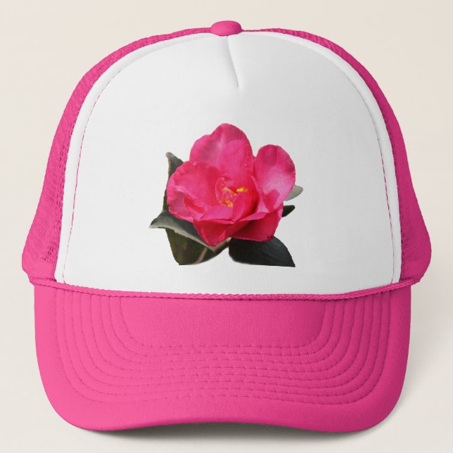 Casquette jolie fleur de camélia rose (Devant)