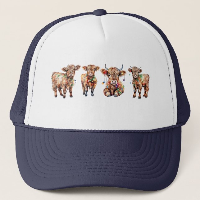 Casquette Jolie Père Noël Highland Vaches, drôle Moey Noël (Devant)
