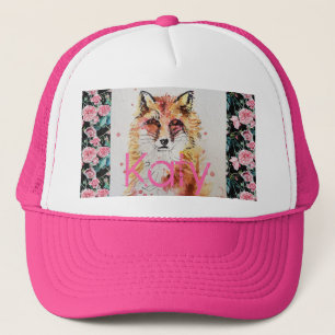 Casquette Jolie Renard Rouge Aquarelle Rose Roses Filles Dam