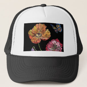 Casquette Jolies chips sur la peinture d'aquarelle noire