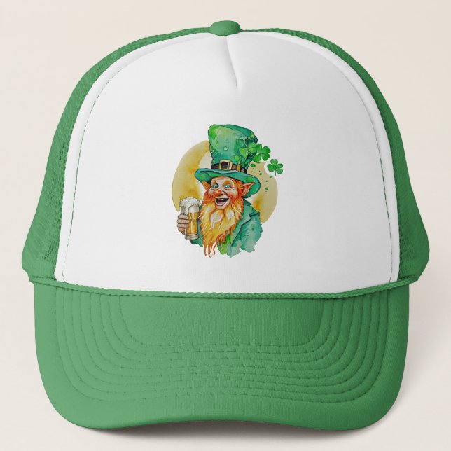 Casquette Jolly Leprechaun Drinking Beer Shamrock Brew Pub  (Devant)
