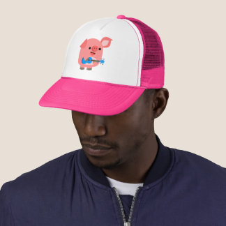 Casquette Jote Cartoon Cochon Jouer Ukulele Trucker Chapeau
