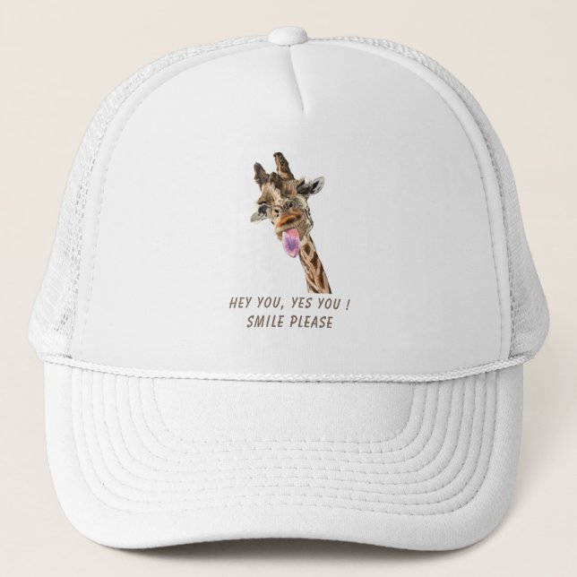 Casquette Jouer Drôle Giraffe Tongue Out Trucker Chapeau (Devant)