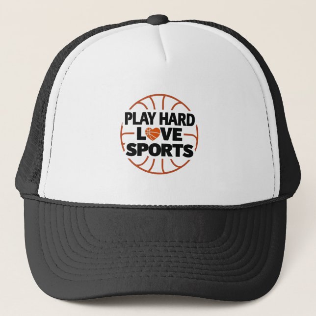 Casquette Jouer dur, Love Sports Motivational Sports Casquet (Devant)