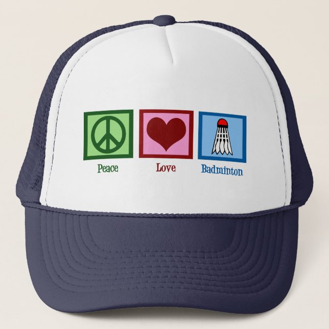 Casquette Joueur de Badminton Peace Love (Devant)