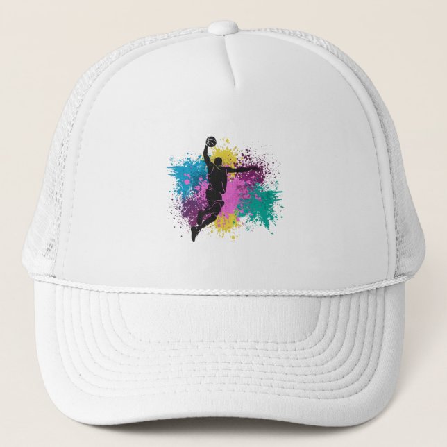 Casquette Joueur de basket-ball Grungy Couleurs Splashes (Devant)