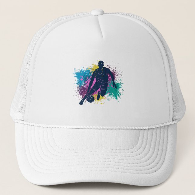 Casquette Joueur de basket-ball Grungy Couleurs Splashes (Devant)