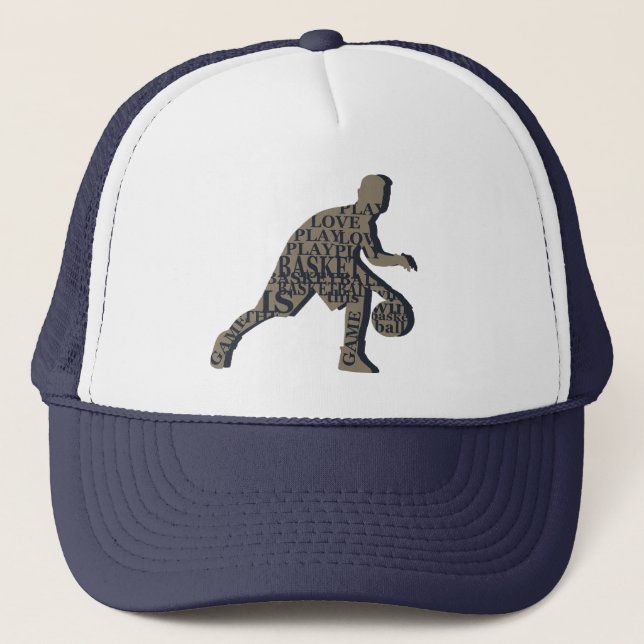 Casquette Joueur de basketball dribble avec texte intégral d (Devant)