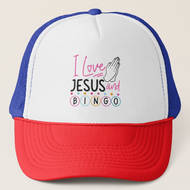 Casquette Joueur de Bingo Jésus Foi Chrétien J'aime Jésus Un (Devant)
