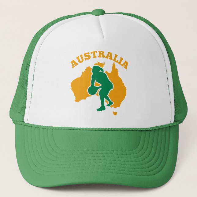 Casquette Joueur de net-ball passant la carte de l'Australie (Devant)