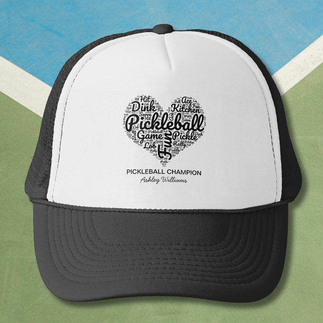 Casquette Joueur de Pickleball Nom personnalisé Texte Word A (Personalize with name, edit other text if you wish, or delete if not required)
