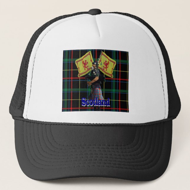 Casquette Joueur de pipeau écossais sur le tartan (Devant)