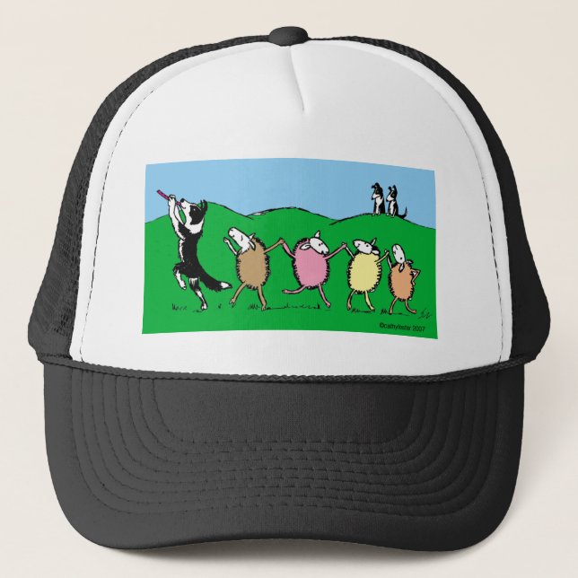Casquette Joueur de pipeau pie de border collie (Devant)