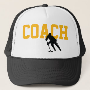 Casquette Joueur entraîneur de hockey noir et or jaune