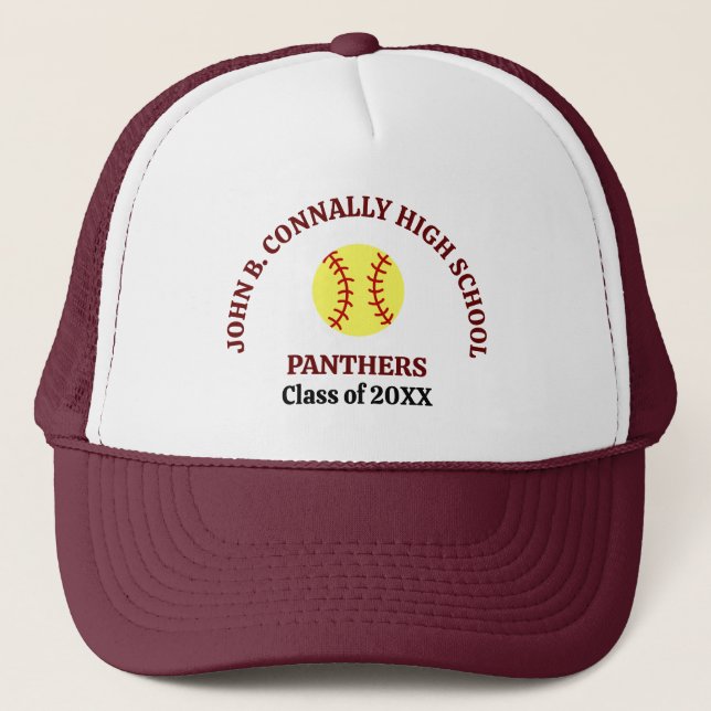 Casquette Joueuse de softball de lycée marron personnalisée (Devant)