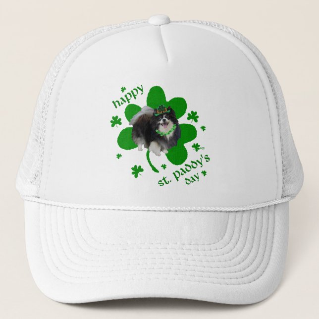 Casquette Jour de la Saint-Patrick Pomeranian noir (Devant)