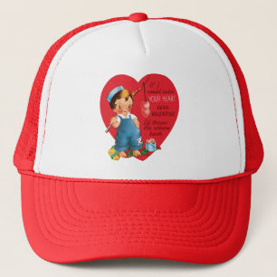 Casquette Jour de la Saint Valentin vintage, Coeurs de Pêche