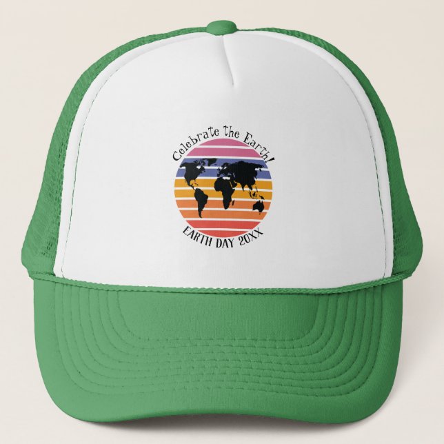Casquette Jour des terres Monde Carte Retro Sunset Silhouett (Devant)