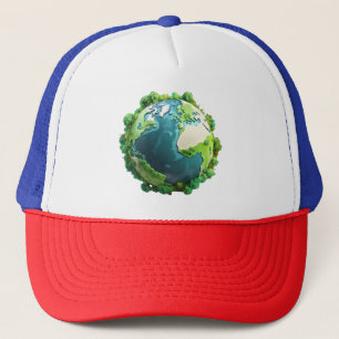 Casquette Jour des terres - Terre verte et bleue avec arbres