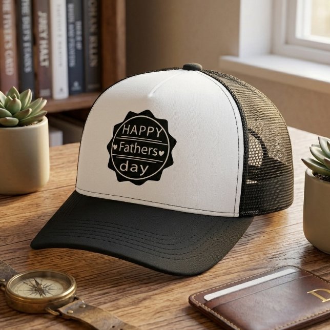 Casquette Joyeuse Fête des Pères Création drôle en noir et b (Créateur téléchargé)