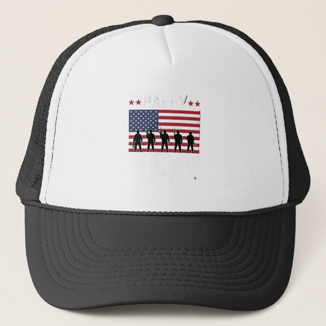 Casquette Joyeuse fête des vétérans Drapeau Silhouette Vecto (Devant)