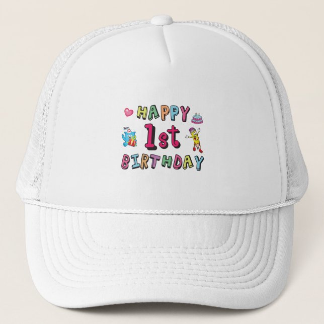Casquette Joyeux 1er anniversaire pour 1 an Enfants B jour s (Devant)