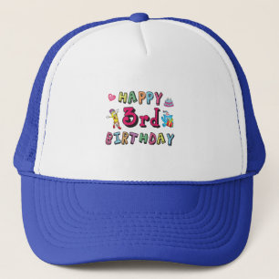 Casquette Joyeux 3ème anniversaire voeux d'anniversaire de 3