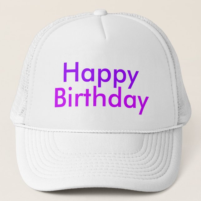 Casquette Joyeux anniversaire à la fête violet et magenta (Devant)
