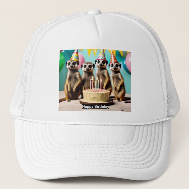 Casquette Joyeux anniversaire de Meerkat, (Devant)