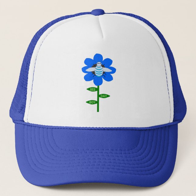 Casquette Joyeux Bee Day Boy Blue Birthday Bumblebee (Devant)