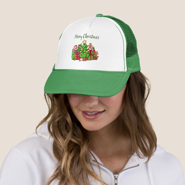 Casquette Joyeux Cadeaux De Noël Autour De L'Arbre (En situation)