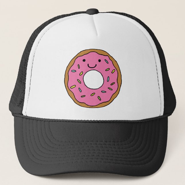 Casquette Joyeux Clipart de beigne rose coloré (Devant)