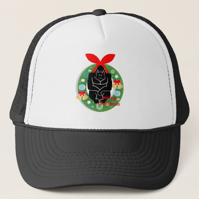 Casquette joyeux gorille de noël (Devant)