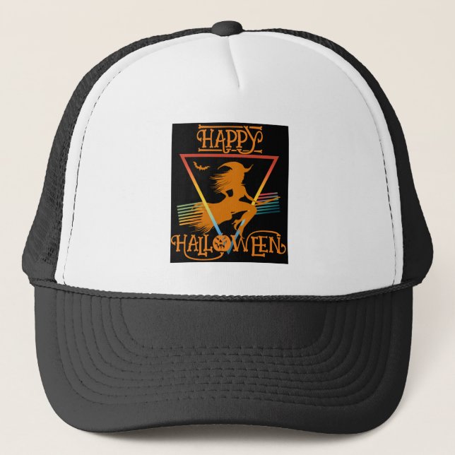 Casquette Joyeux Halloween Sorcière Oranges Noirs (Devant)