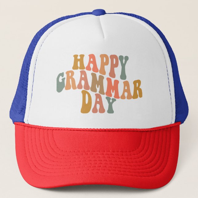Casquette Joyeux Jour de la Grammaire Rétro Wavy (Devant)