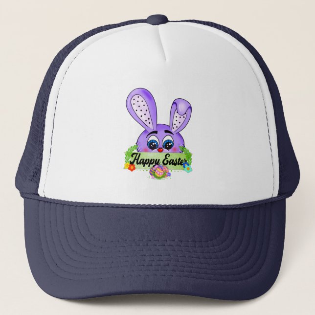 Casquette Joyeux jour de Pâques, mignon lapin oreilles dessi (Devant)