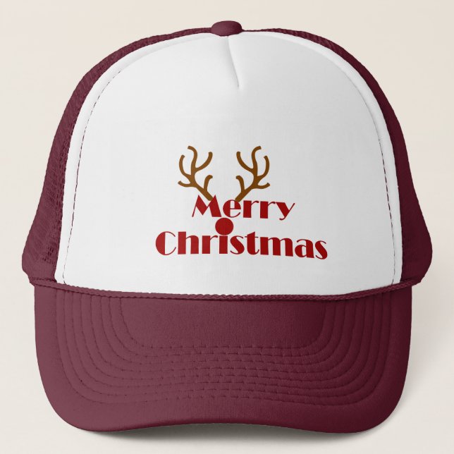 Casquette Joyeux Noël Amusants Gastronomie avec Reindeer (Devant)