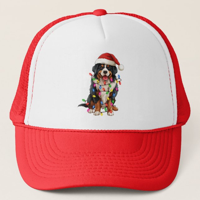 Casquette Joyeux Noël Bernese Mountain Dog Santa Hat (Devant)