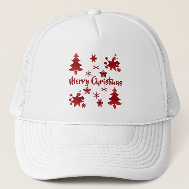 Casquette Joyeux Noël, décoration rouge pour les fêtes, (Devant)