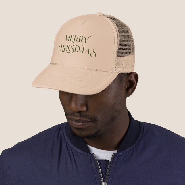 Casquette Joyeux Noël élégante typographie Vert (En situation)
