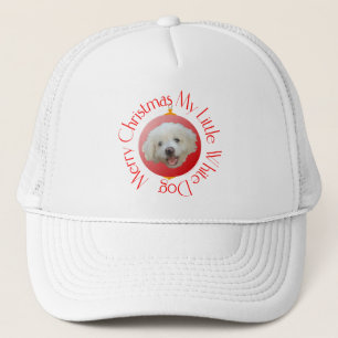 Casquette Joyeux Noël Petit Chien Blanc