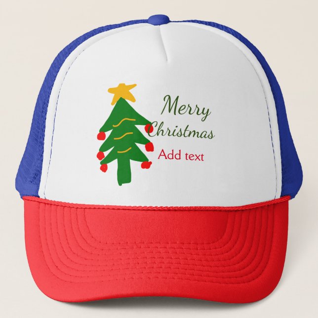 Casquette Joyeux Noël rouge vert Noël ajouter le nom (Devant)