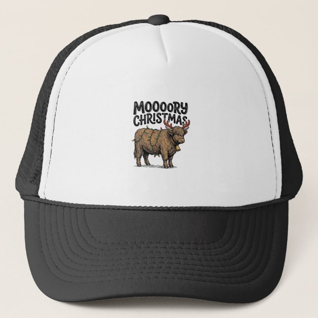 Casquette Joyeux Noël Vache Highland Gravure Vintage T (Devant)