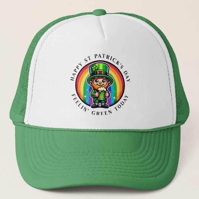 Casquette Joyeux St Patrick's Day Leprechaun avec bière vert (Devant)