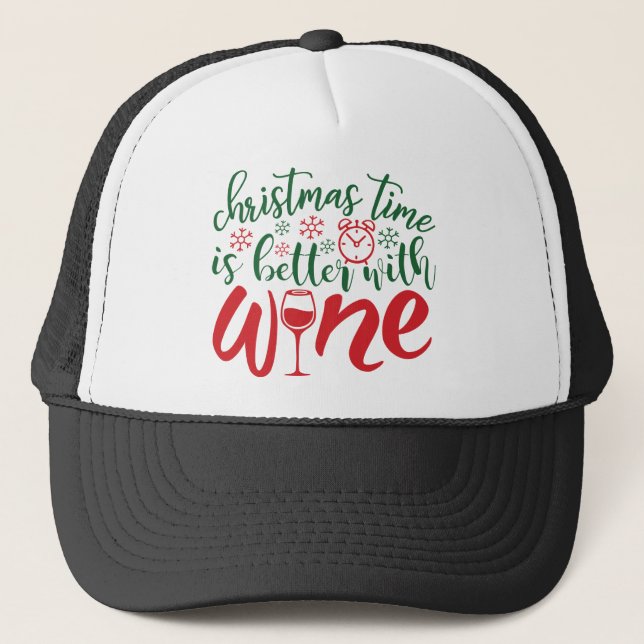 Casquette Joyeux temps de Noël mieux avec le vin (Devant)