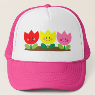 Casquette Joyeux visage Tulip Fleurs Jardin art