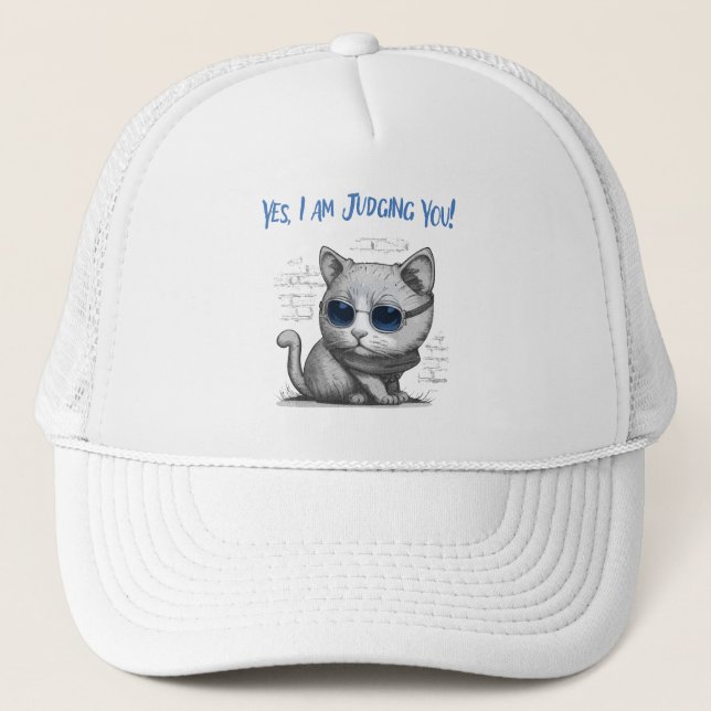 Casquette Jugement de Chat Critique Texte Bleu (Devant)